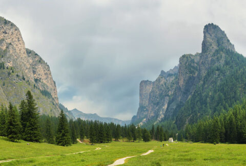 Scenic Mountains in Puez-odle nature park in the dolomites, Italy