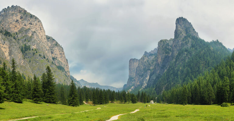 Scenic Mountains in Puez-odle nature park in the dolomites, Italy